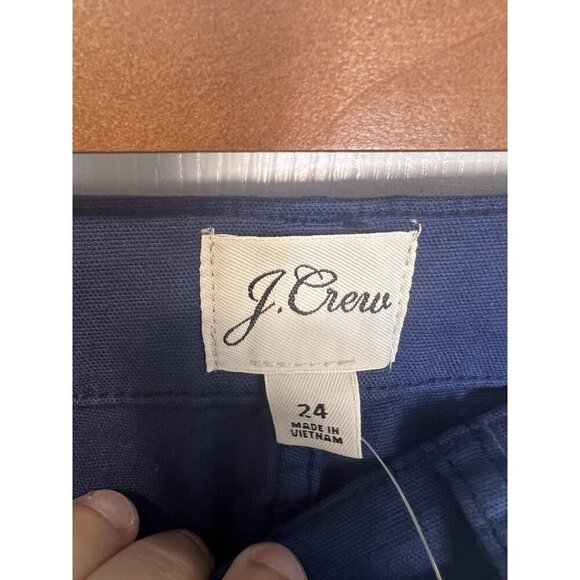 J. Crew Slim Wide Leg Pant Washed Canvas Size 24 Blue Career Business Casual NWT - Picture 3 of 10